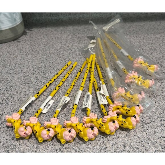 Applause Marsupilami Dipper Straws Cartoon Character Topper Set Lot 10 - Picture 1 of 5